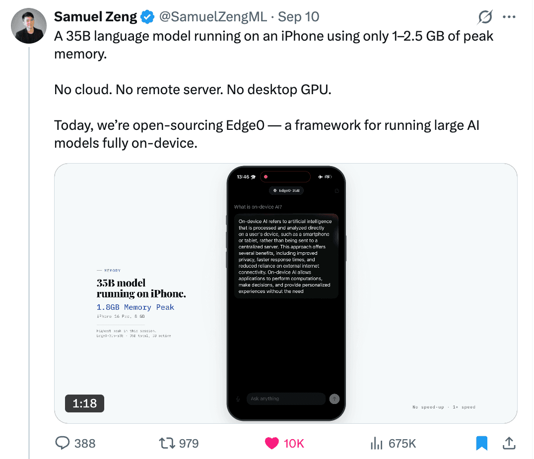 Samuel Zeng 在 X 上发布 Edge0 开源信息